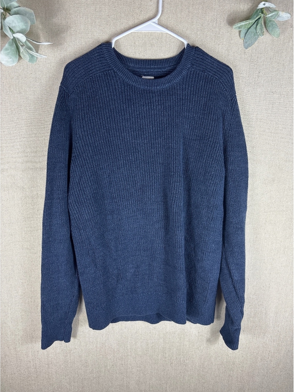 Gap > Navy Crew Neck Chunky Knit Cotton Sweater Medium